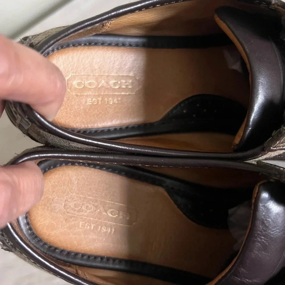 Coach SUEE Signature Brown Leather & Canvas Fashion Sneakers Size 8 - Picture 8 of 10